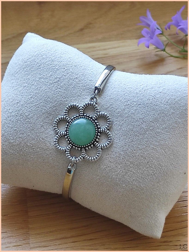Bracelet jonc fleur - Aventurine