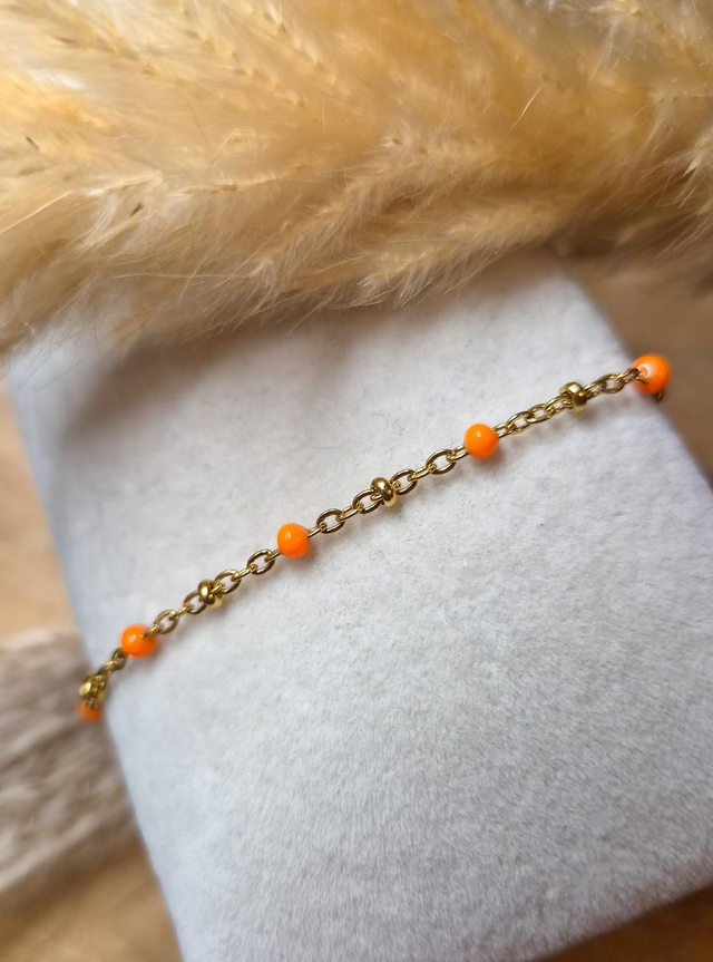 Bracelet finesse - Modèle orange et doré 