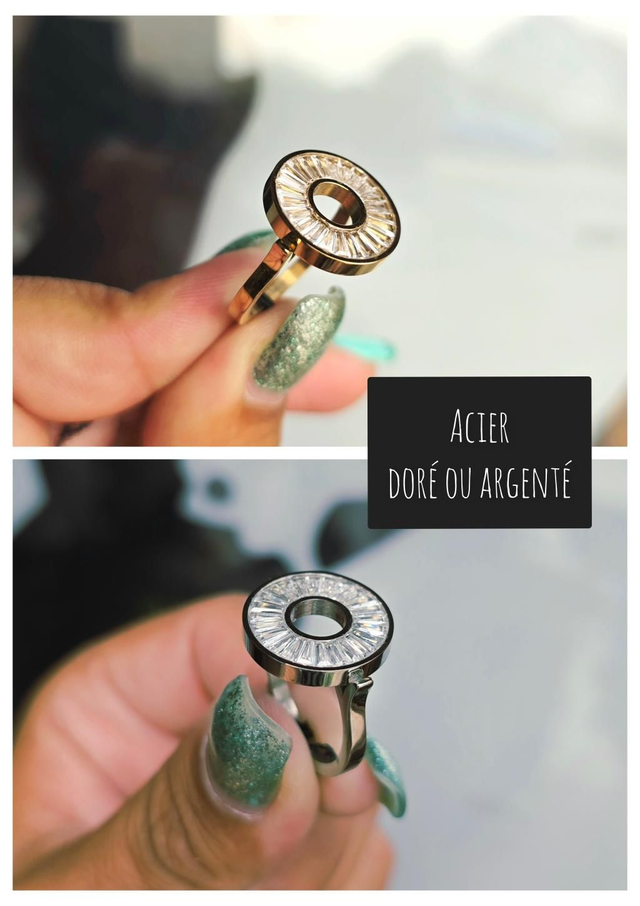 Bague "Isadora" en acier inoxydable doré ou argenté (4 tailles à choix)