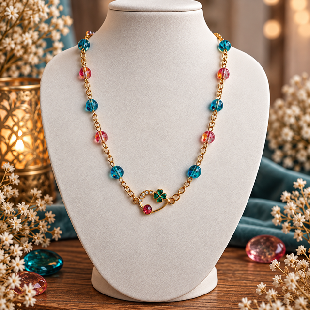 Chaine Trèfle – Perles Multicolores
