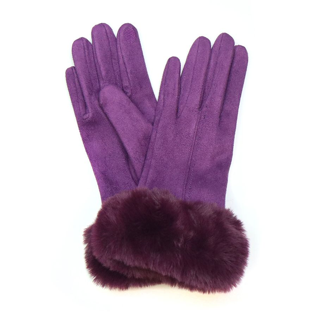 Mulberry Faux Suede Fur Gloves