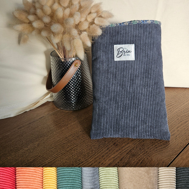 Personnalisez votre housse de livre en velours côtelé anthracite