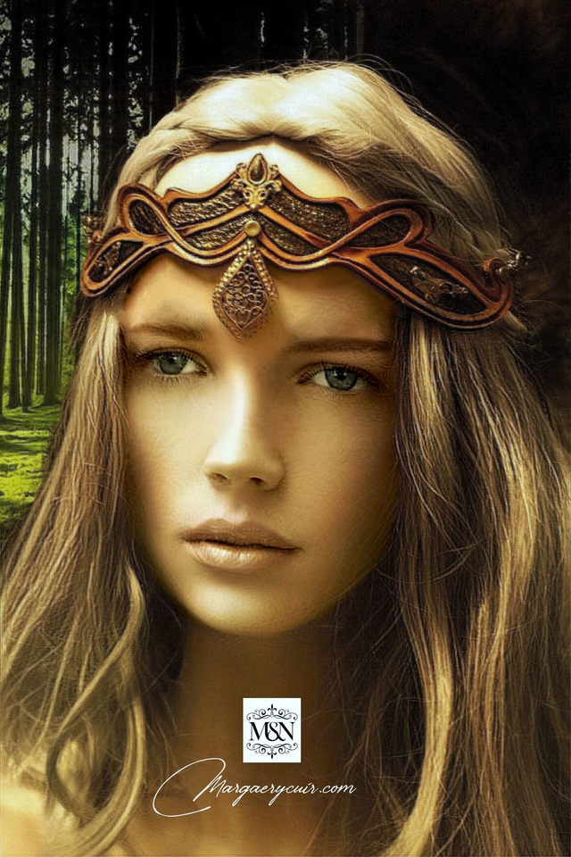 Tiare en cuir style païen antique