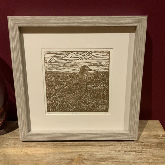 Curlew linocut print