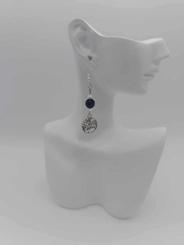 Boucles d&#039;oreilles en métal Arbre de vie et perles Swarovski