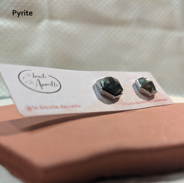 PRECOMMANDE - "Gema" - Clous Plaqué Argent, (5 Pierres au choix)