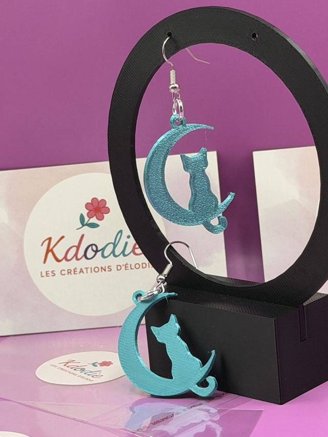 Boucles d'oreilles Chat assis - Forme Pleine - Attaches Inox