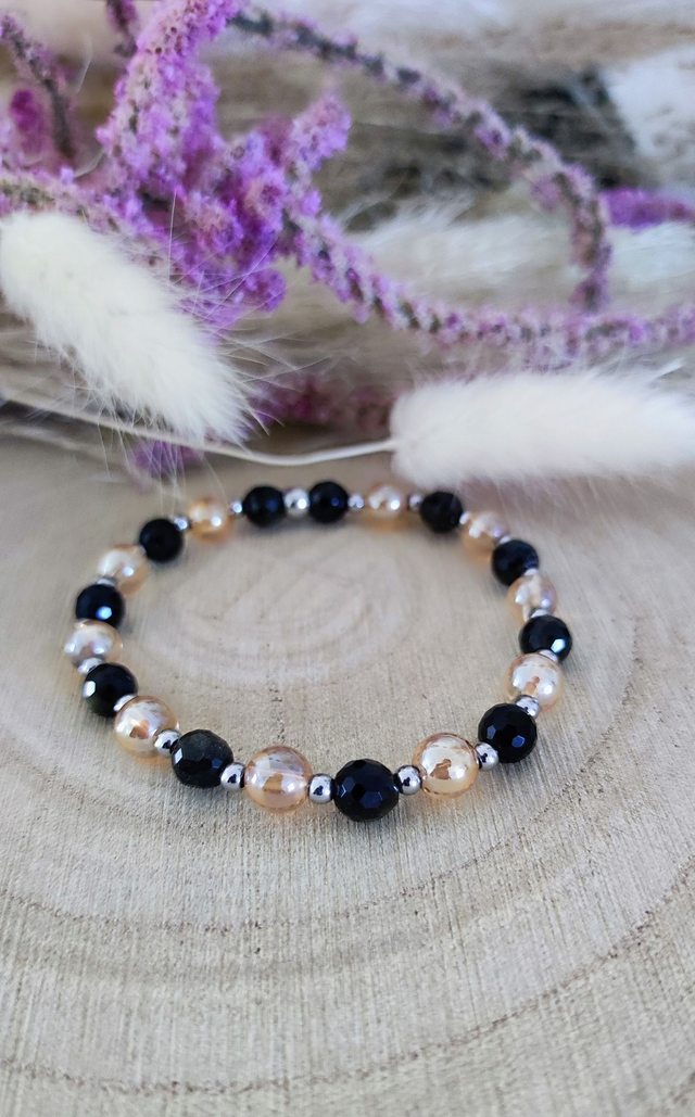 Bracelet "Protection et Pouvoir personnel" Obsidienne facettée