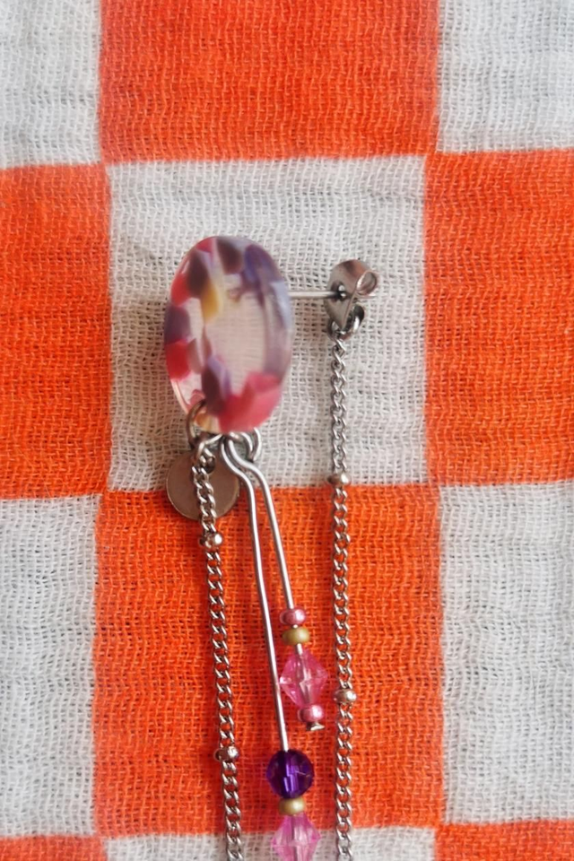 Boucles d'oreilles Puces Multicolores Rose