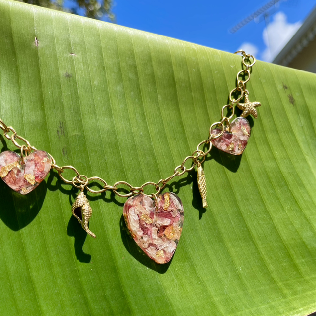 Collier Heart - blanc et rose 