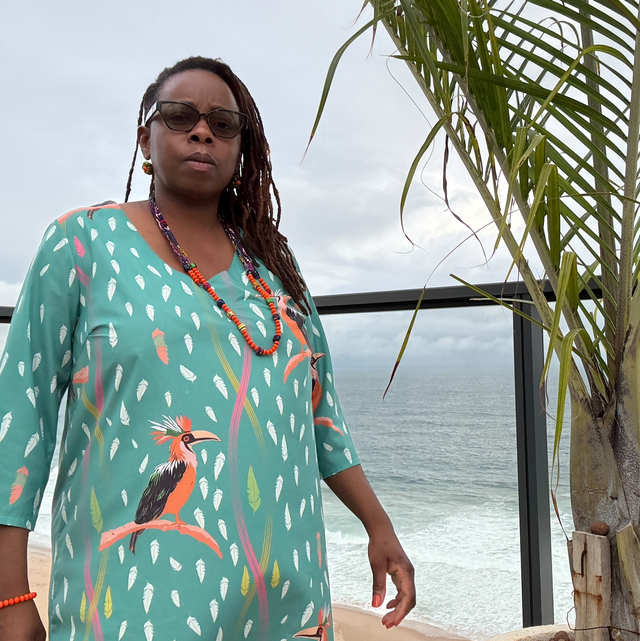 Ewà robe tunique imprimée Hornbill turquoise