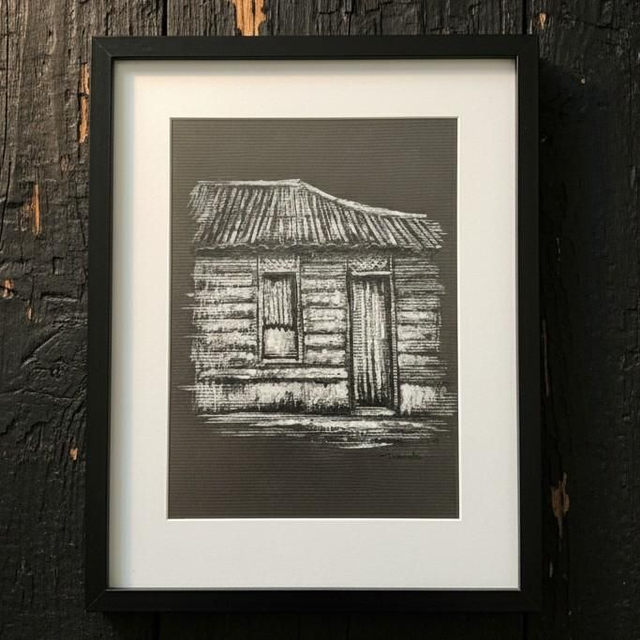 Encre et graphite négatif - case créole #1 - Les Trois Ilets - Martinique 