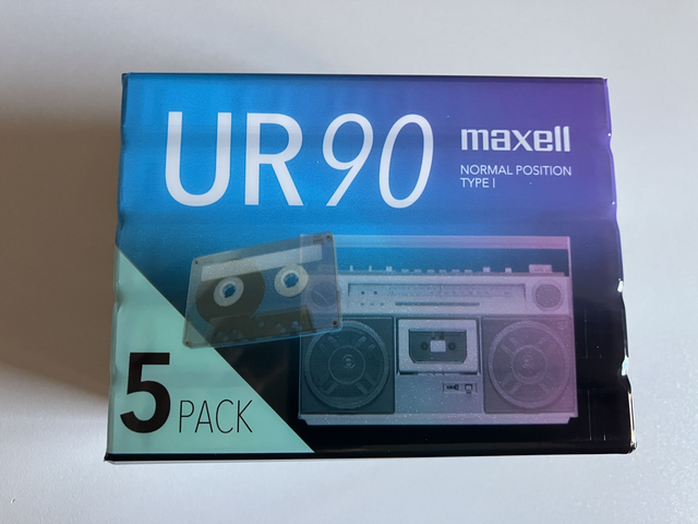 5-pack Maxell UR90 Type 1 compact cassette onbespeeld 
