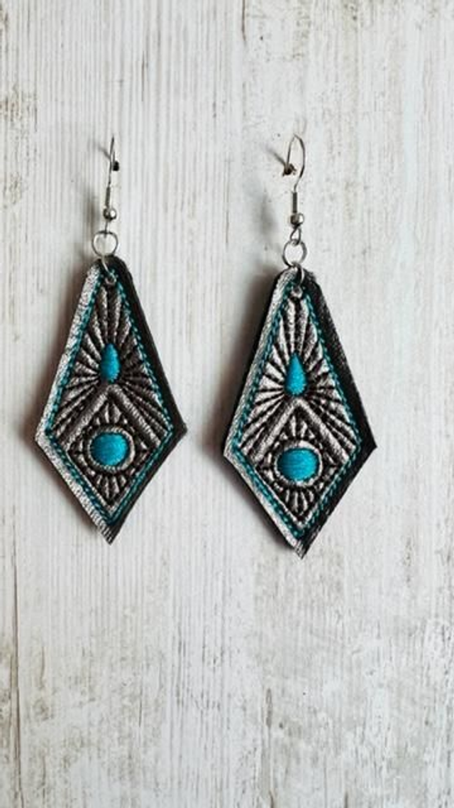 Boucles d'oreilles losanges simili-cuir