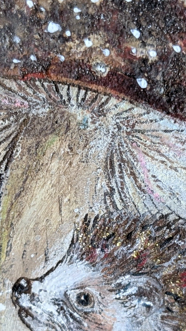 Hedgehog under mushrooms shade - Tealight Holder Reclaimed Wood