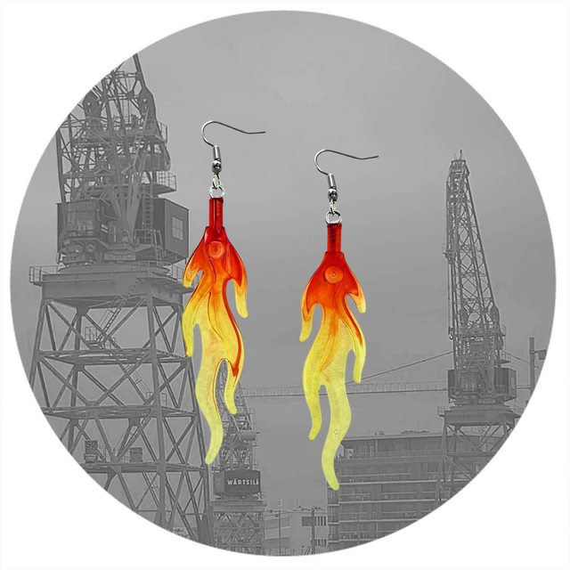 In flames earrings