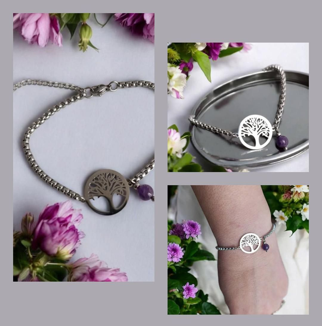 Bracelet Améthyste -- Paix intérieure ,Protection,Sagesse