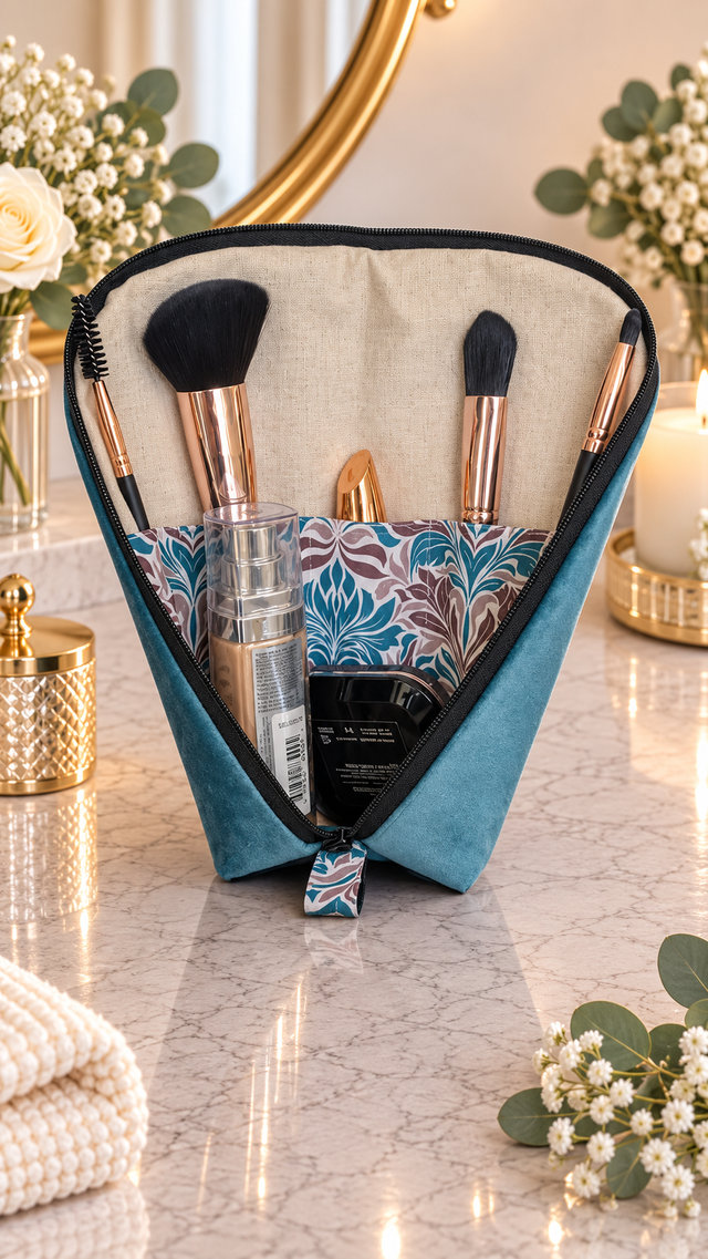 Trousse à maquillage nomade en velours  