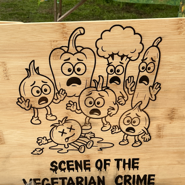 Chopping board vegetarian crime engraved 