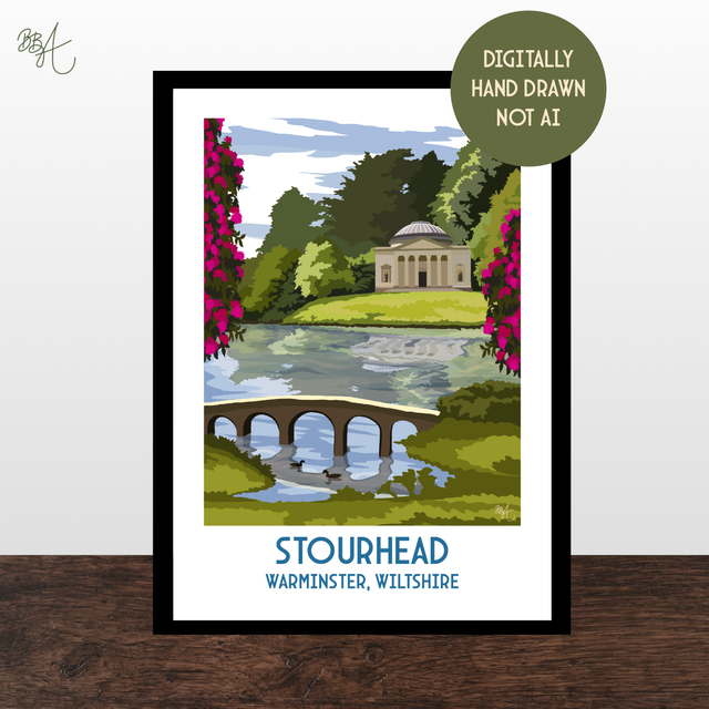 Stourhead, Wiltshire, Travel Poster Print – Vintage Style Wall Art