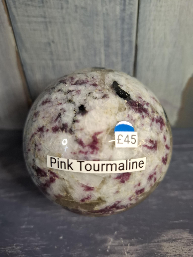 Pink Tourmaline in Quartz Sphere 