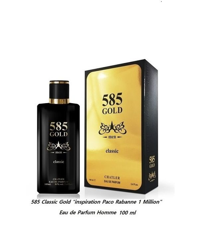 585 Classic Gold "inspiration Paco Rabanne 1 Million" Eau de Parfum Pour Homme 100 ml