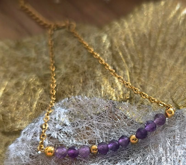 Bracelet "VANESSA", doré et améthyste