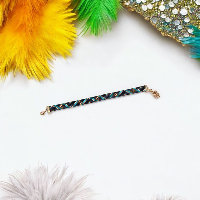 Bracelet fin tons bleu et marron