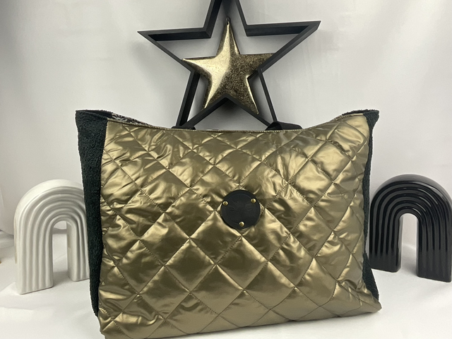 Sac Audacieuse – Matelassé bronze &amp; bouclette noire