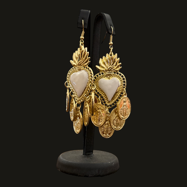 Orecchini cuore ex-voto e charms