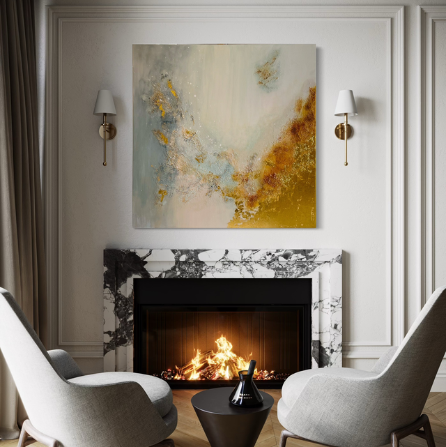 Vendue ✋🛑Onde Sacrée - Art abstrait contemporain - feuille d'or