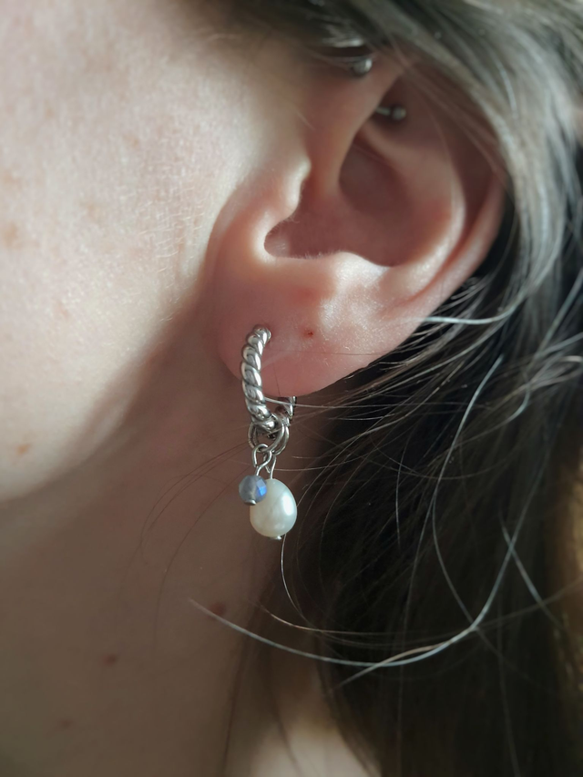 Créoles Givre argentés - Labradorite