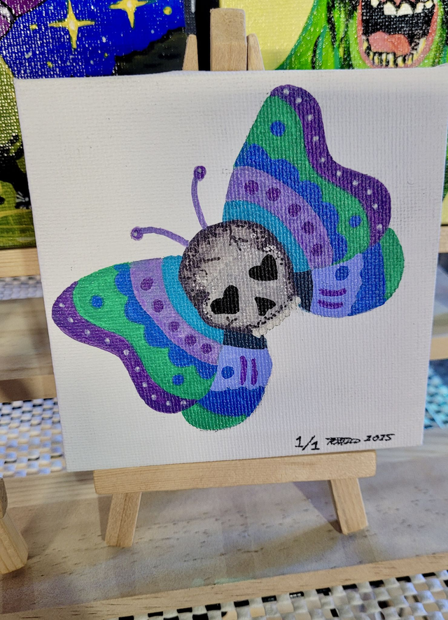 Original Mini Canvas Painting – Death Moth