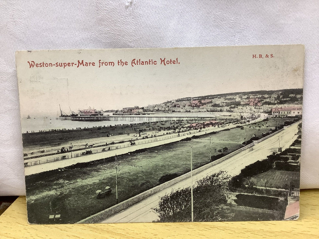 Weston-Super-Mare, from the Atlantic Hotel, Somerset, Posted H.B. & S. vintage postcard. Our Ref No. R689 £2.00