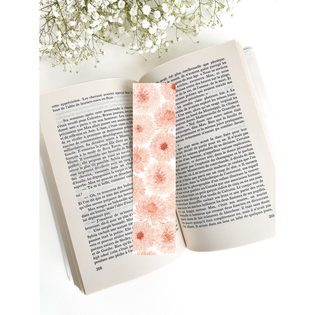 Marque-page aquarelle - Dahlias -