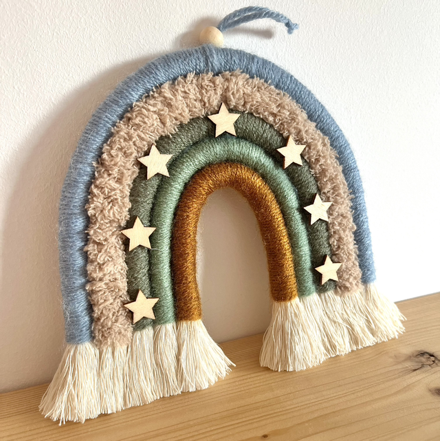 Arc en ciel en macramé étoile bleu/vert