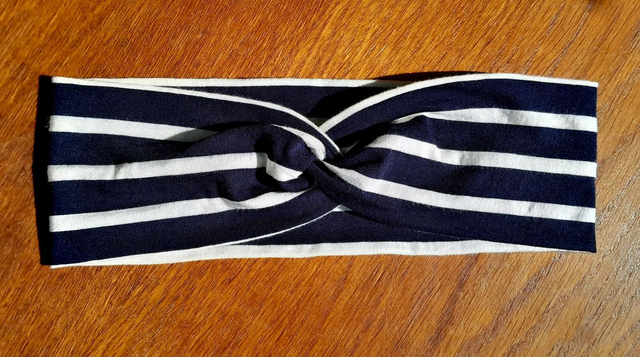 Bandeau jersey coton rayé marine M