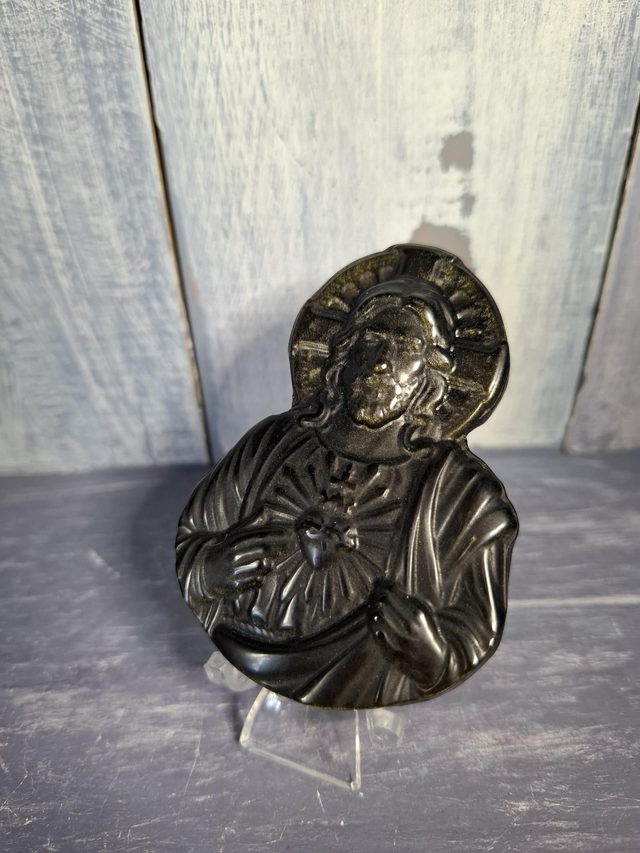 Gold Sheen Obsidian Jesus Carving