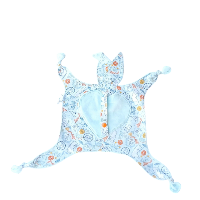 Doudou Lapin Range Tétine &quot;Animaux de la forêt &quot; - Coton &amp; Minky 