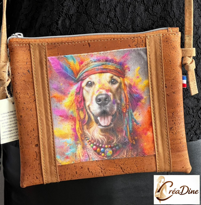 Sac Pochette bandoulière en liège labrador 