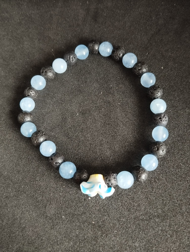 Bracelet angélite et pierre de lave