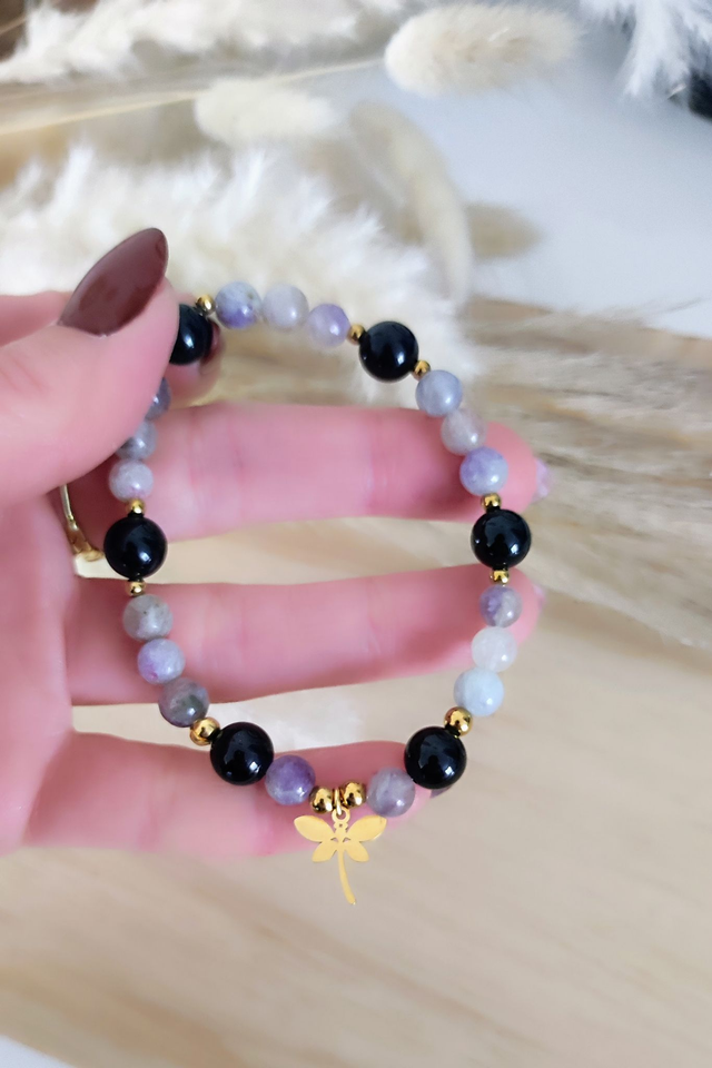 Bracelet "Protection et guérison du coeur" Tourmaline noire et Rubellite