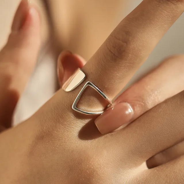 Angular Sterling Silver Open Ring