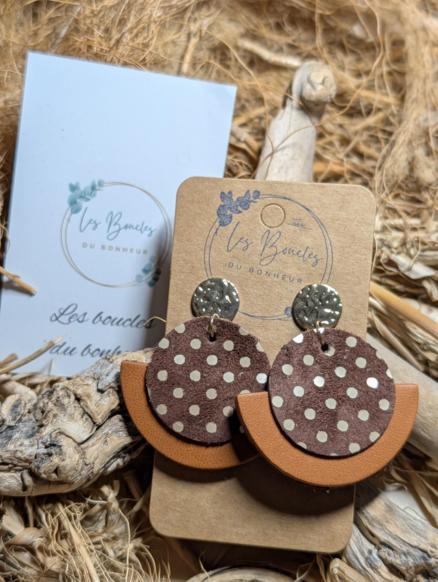 Boucles d'oreilles Dona terracotta marron à pois do128