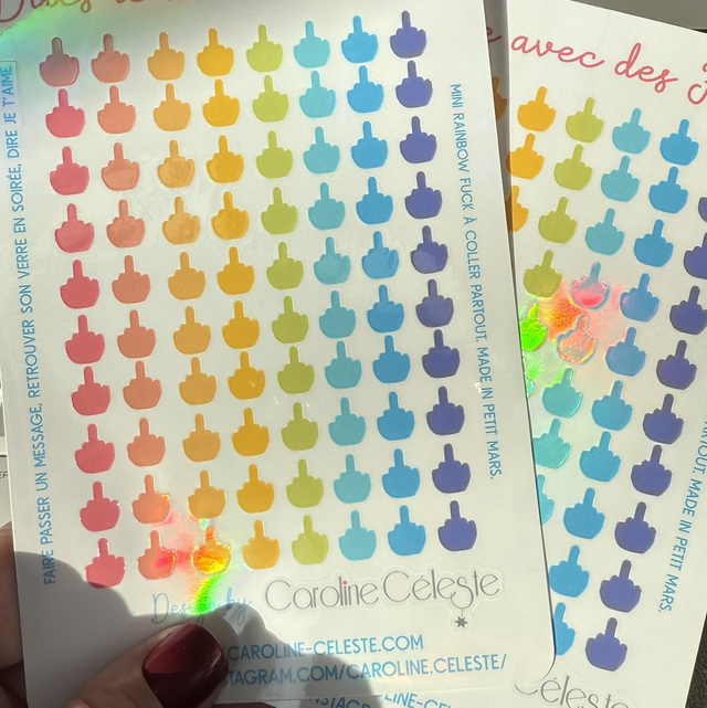 Stickers mini Fuck holographiques 