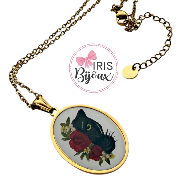 Collana girocollo Pantera con papavero