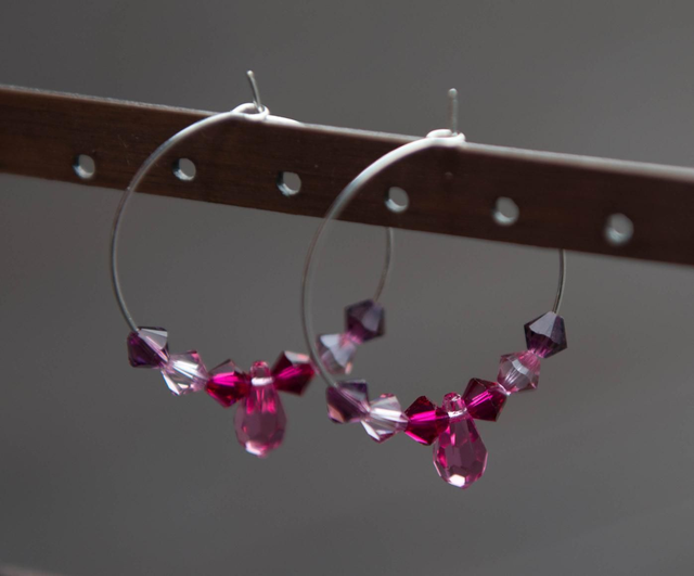 Créoles cristal rose Pink 