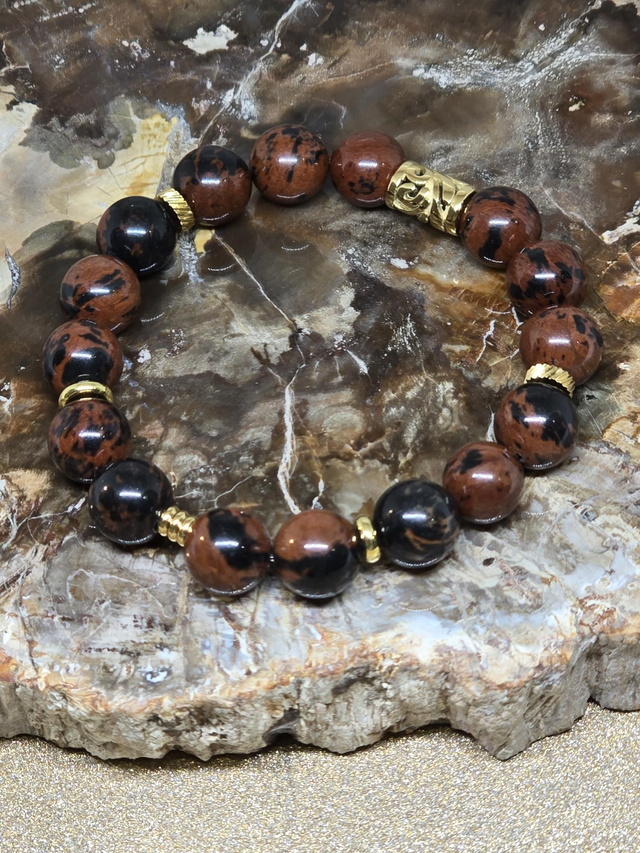 Bracelet Obsidienne acajou en 1 cm