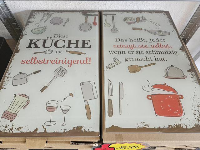 2er Set Herdabdeckplatten – Motiv "Diese Küche ist selbstreinigend"
