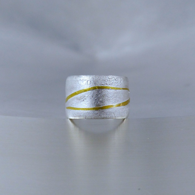 Ring Silber mit Gold 900/- aufgeschweißt